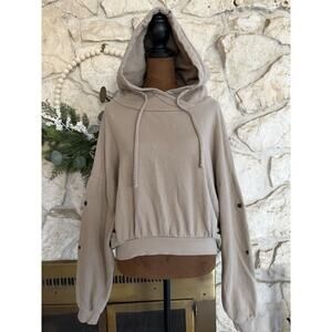 Young Fabulous & Broke YFB Taupe Tan Raissa Slouchy Pullover Hoodie Sweatsht S/M